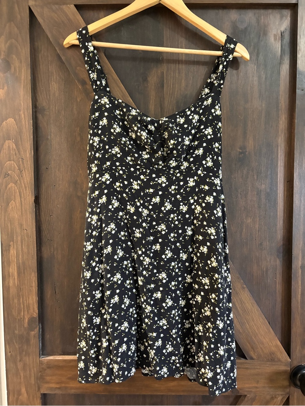 Old Navy Black Mini Dress with White Floral Ditsy Print